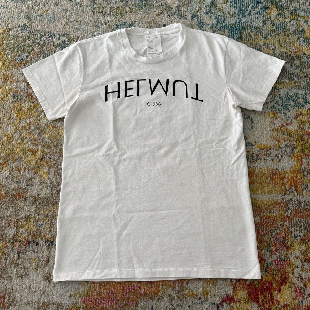 Helmut Lang Women's White Logo T-Shirt Size Men's Large Women's  XL